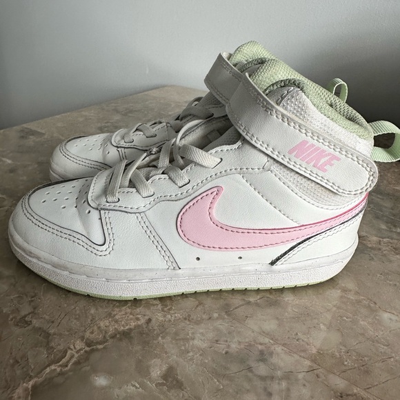 Nike Other - Nike Court Borough Mid 2 High Top Sneakers in White/Pink Foam Girls Size 10.5